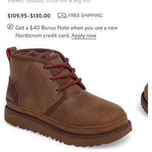 Boys Ugg Neumel in color Grizzly. size 1